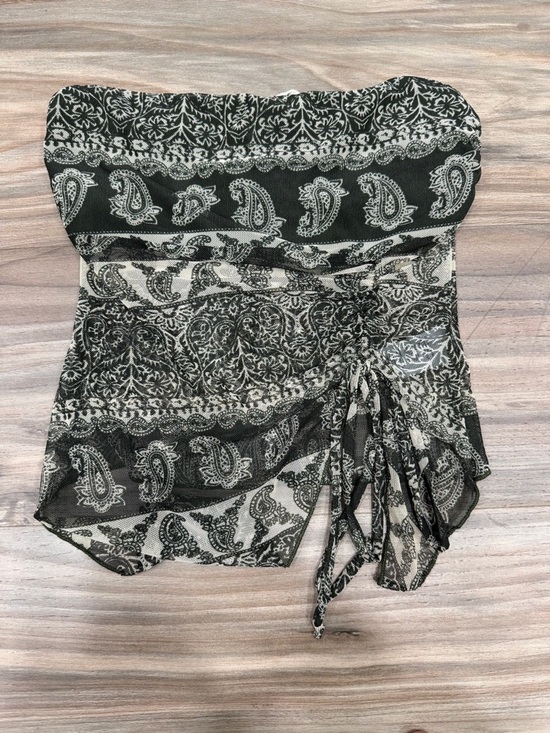 See You Monday Tops - See You Monday Black Paisley Strapless Top